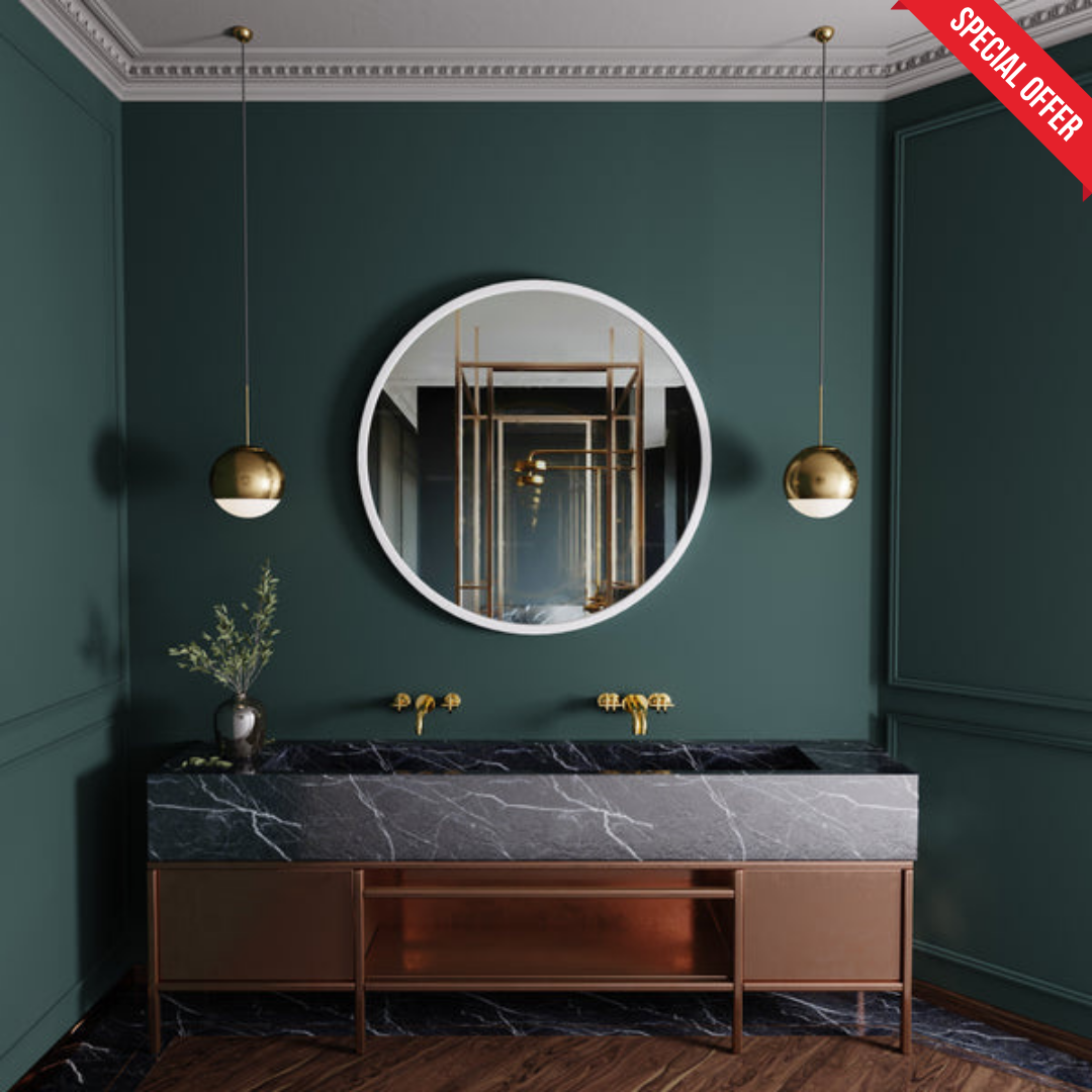 White Round Mirror in Metal Frame