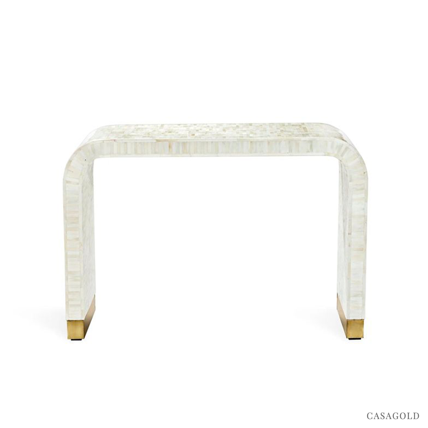 Cream  Bone Inlay Console with Geometric Pattern	