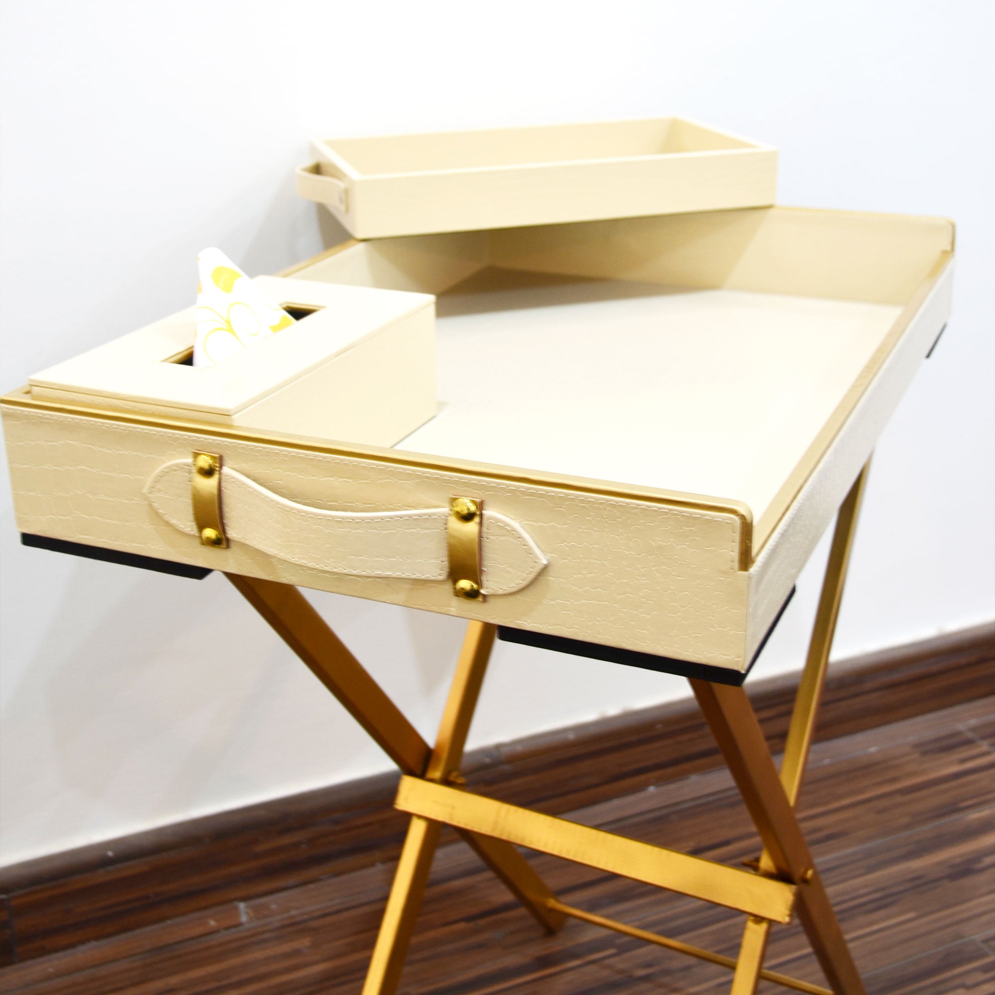 Cream butler tray for versatile use in kitchen or living

