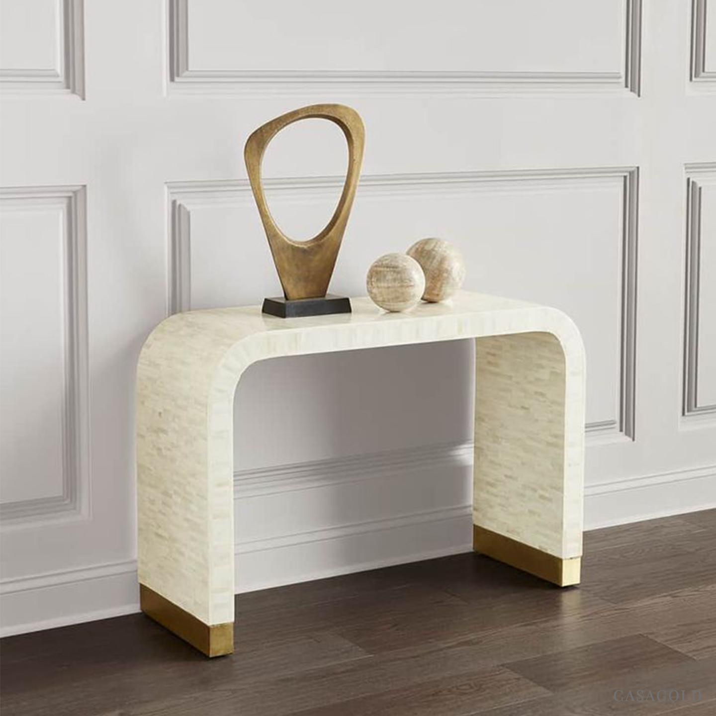 Cream Chevron Bone Inlay Console	