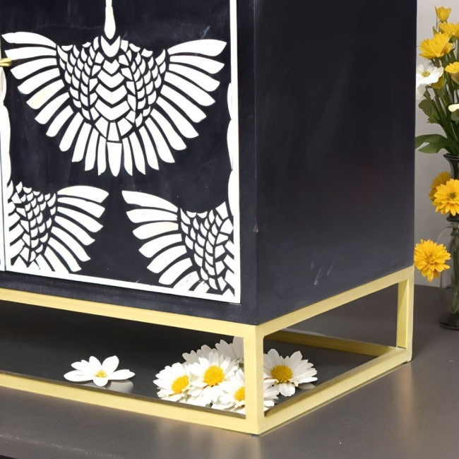 Decorative Bone Inlay Storage Cabinet	