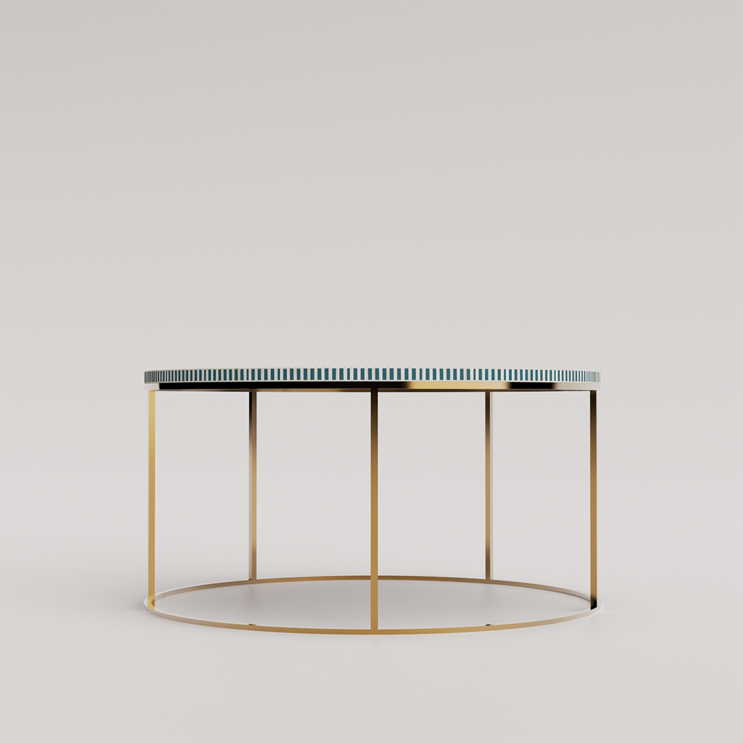Decorative round inlay coffee table design
