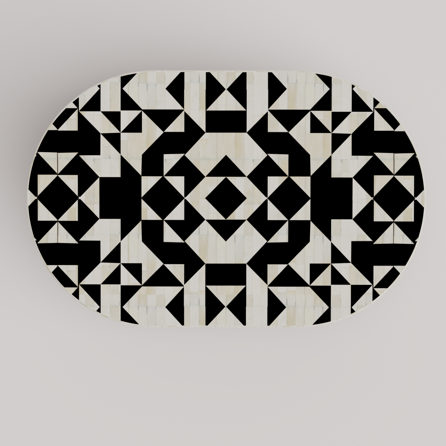 Designer Bone Inlay Oval Table for Chic Homes
