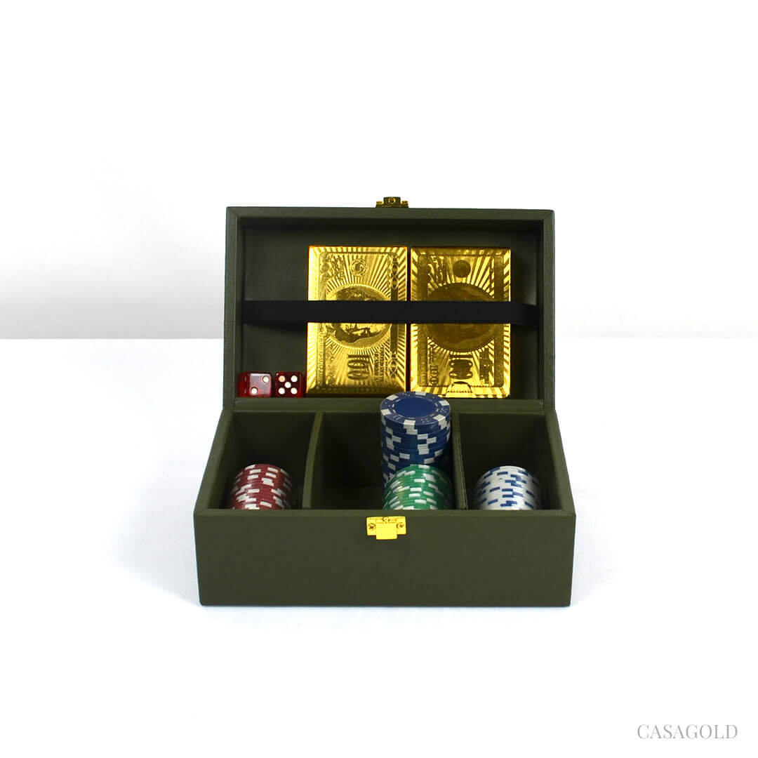 Designer leather poker set for high-end gaming
