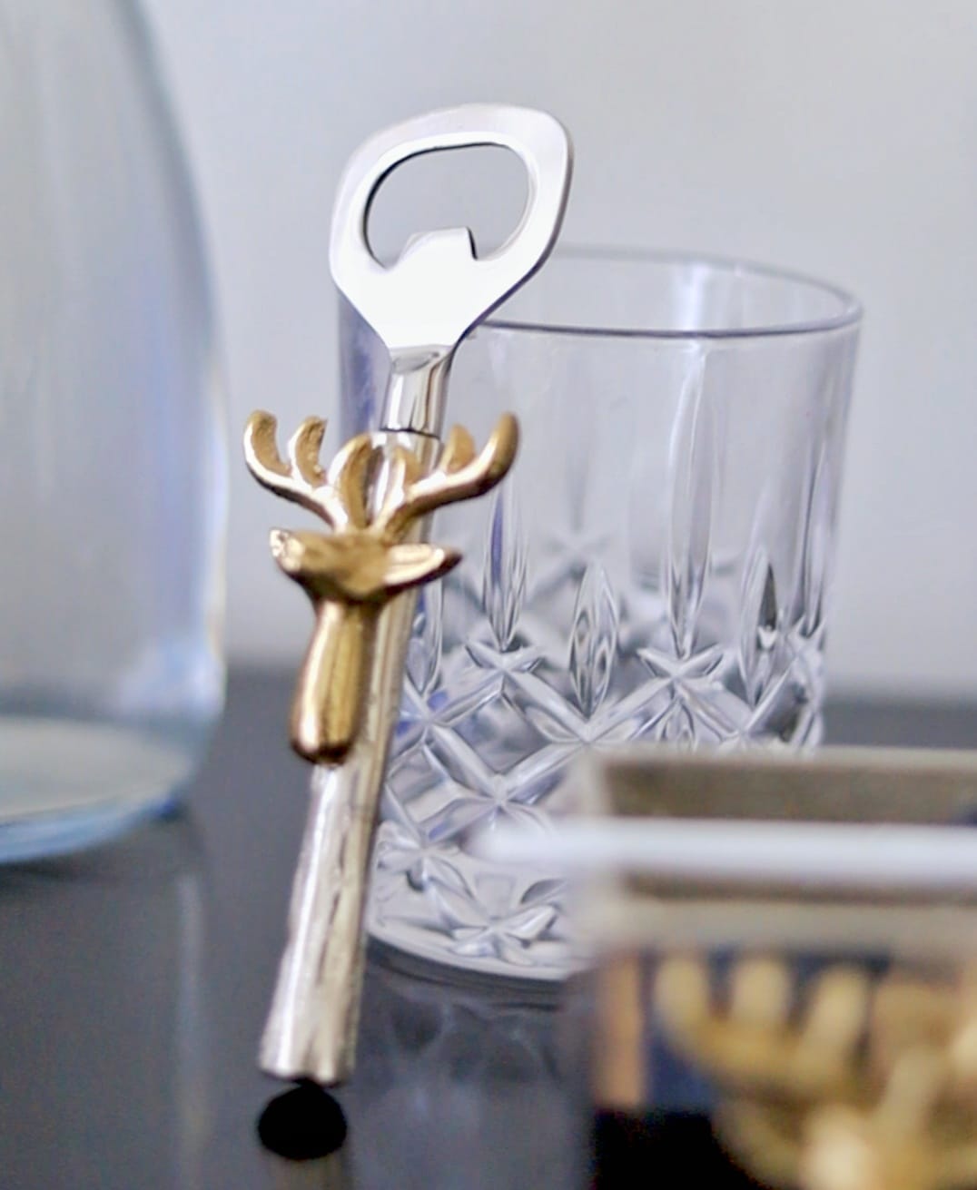 Exquisite bottle opener crafted with stag horn
