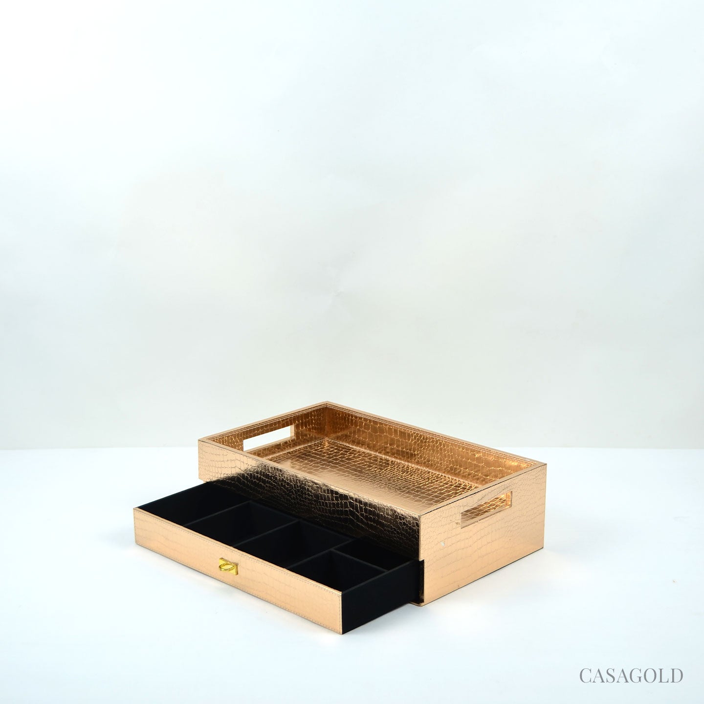 Designer luxury tea tray with storage for tea sets
