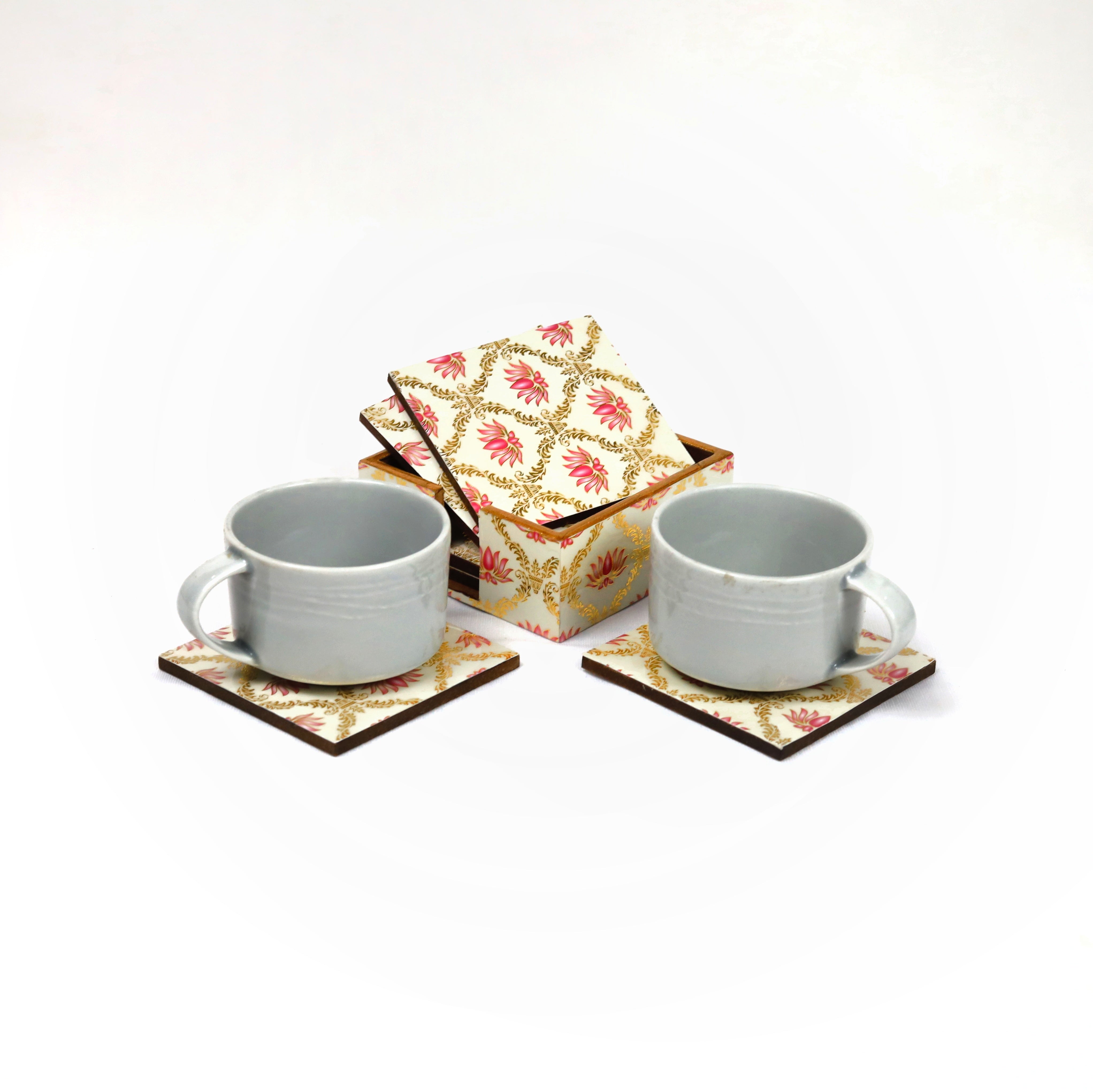 Elegant designer tissue box paired with coasters
