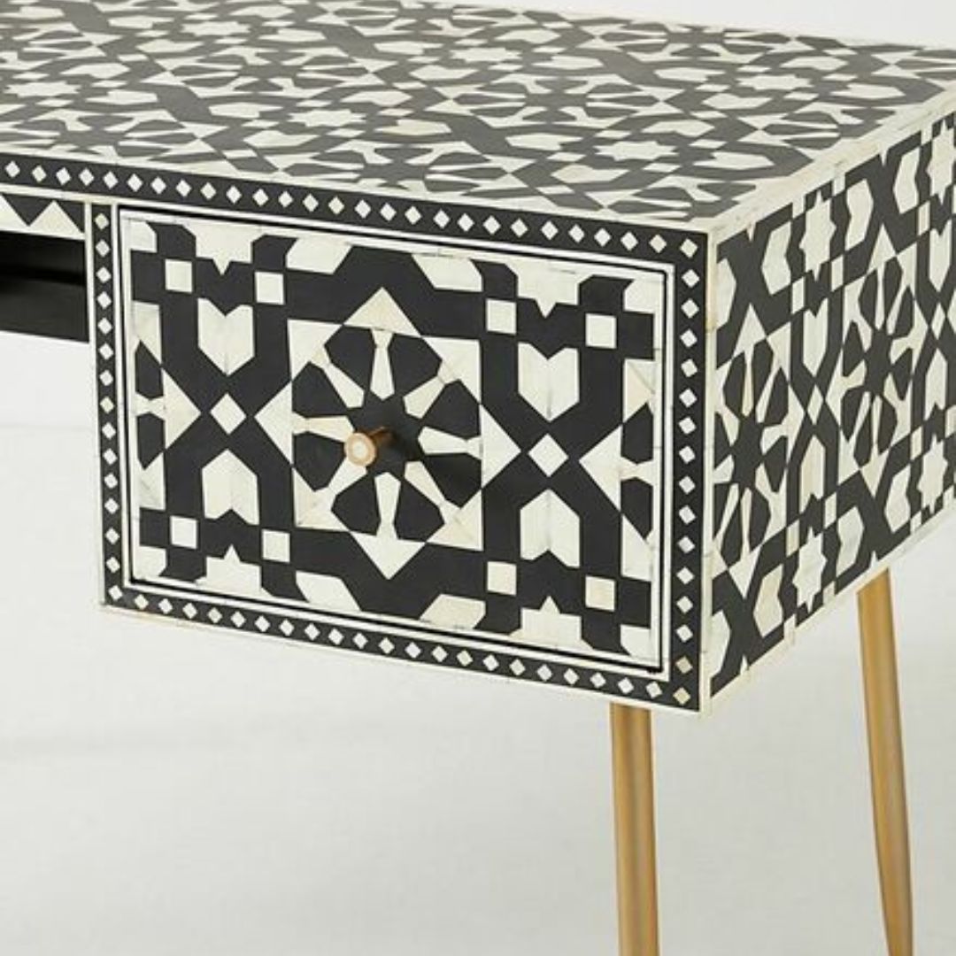 Elegant Black mother of pearl inlay writing desk with a timeless design
