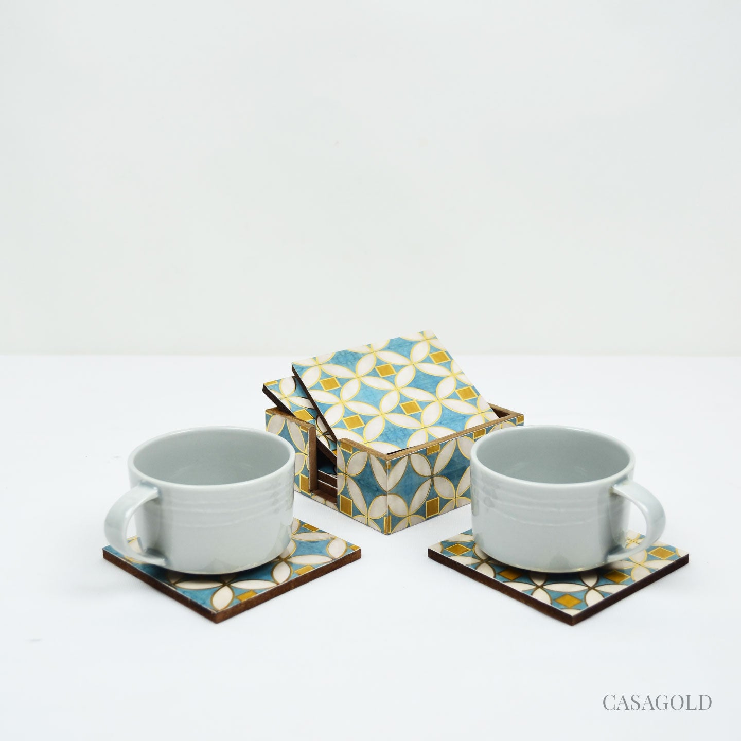 Sophisticated coaster and tissue box combo for homes
