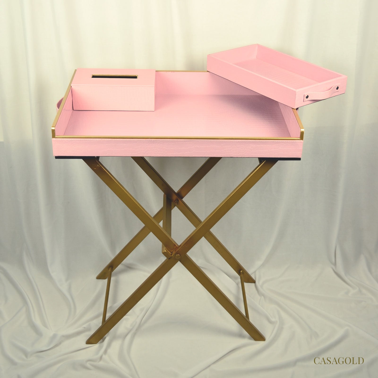 Sleek Pink butler tray for serving drinks and food