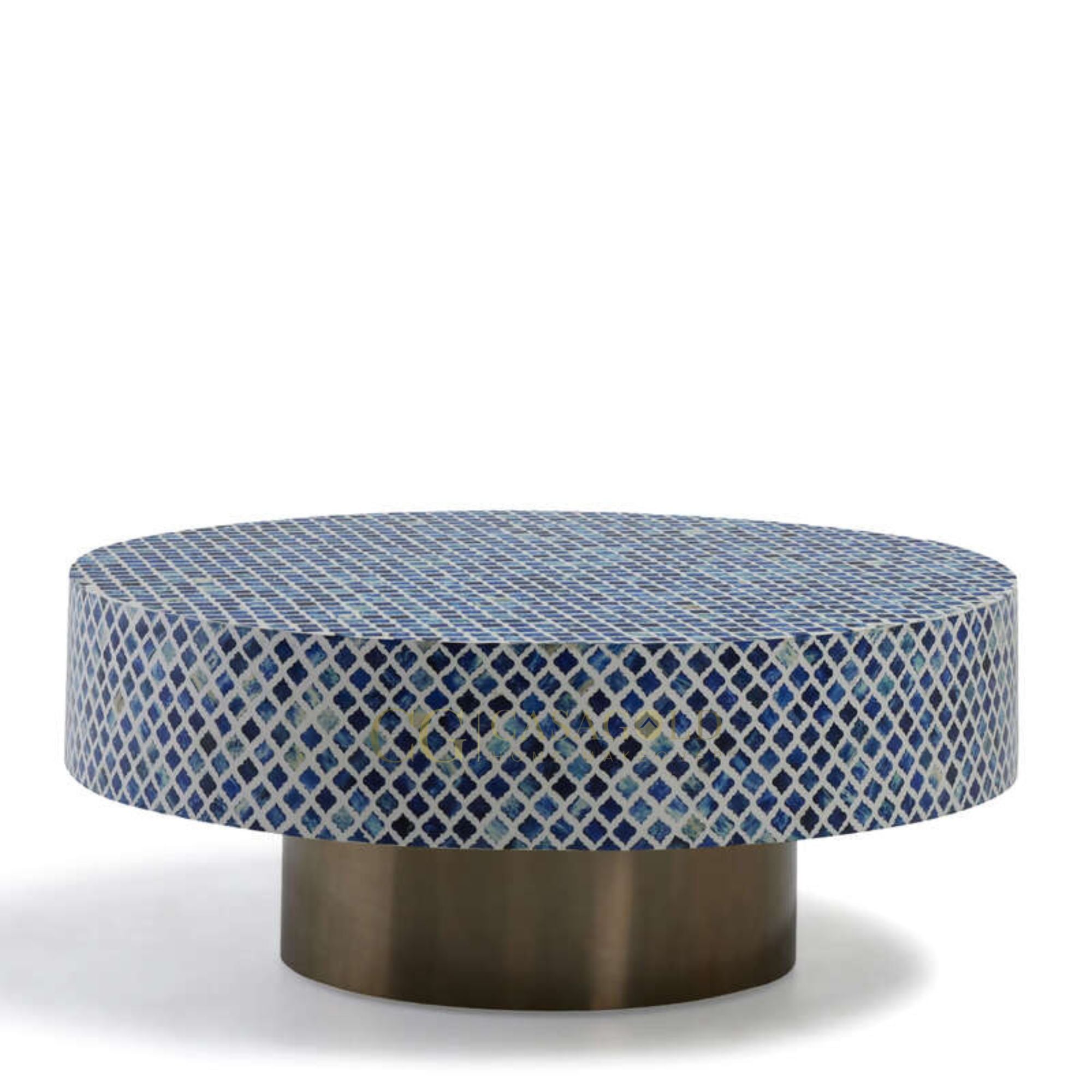 Elegant Round Bone Inlay Coffee Table 
