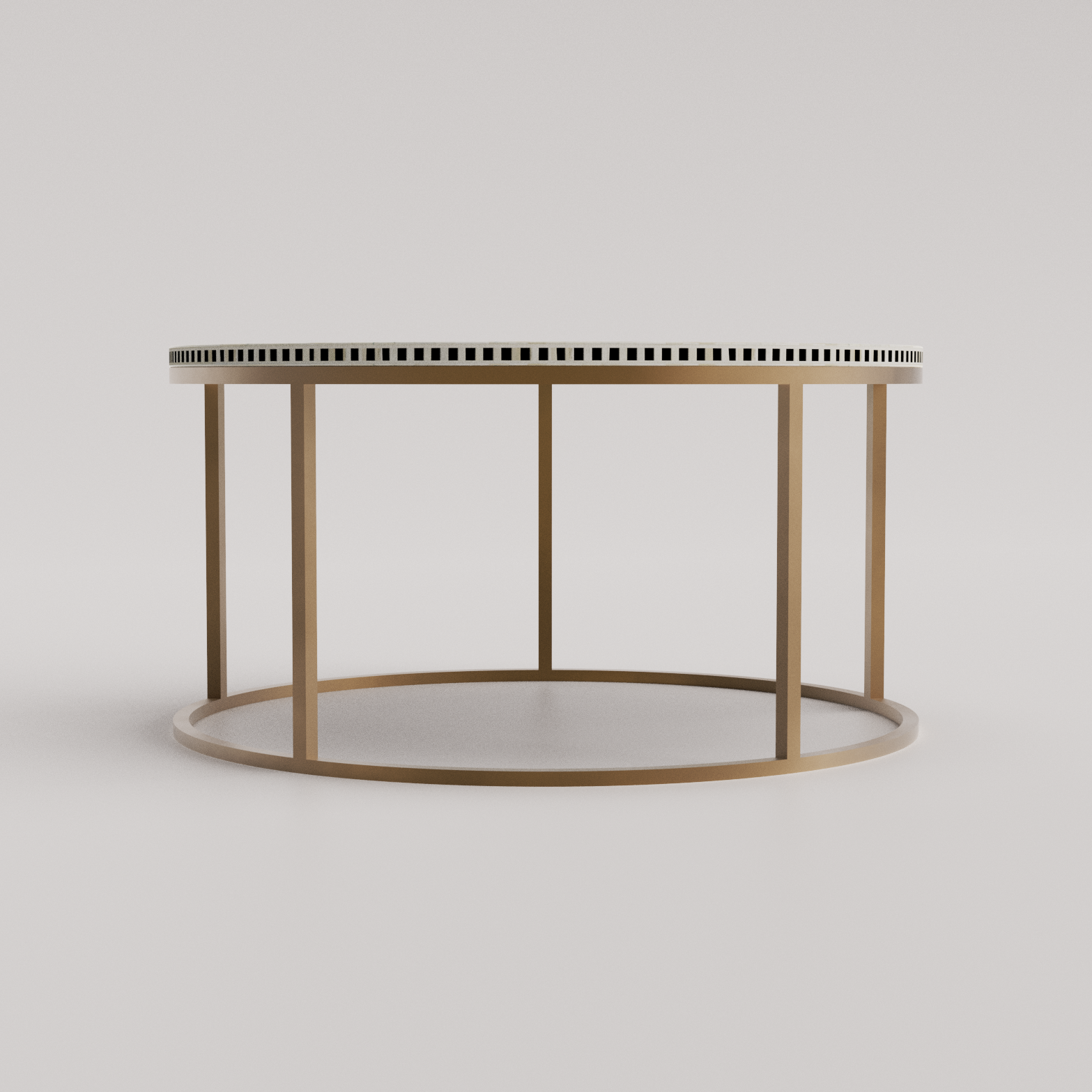 Elegant Round Inlay Coffee Table kingsley black