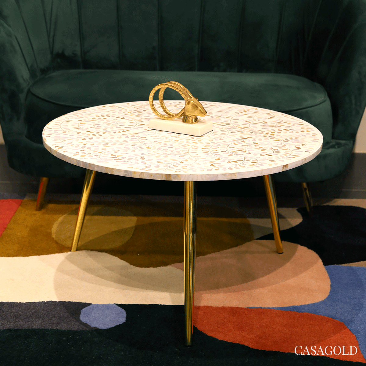 Elegant Round Inlay Table for Living Spaces
