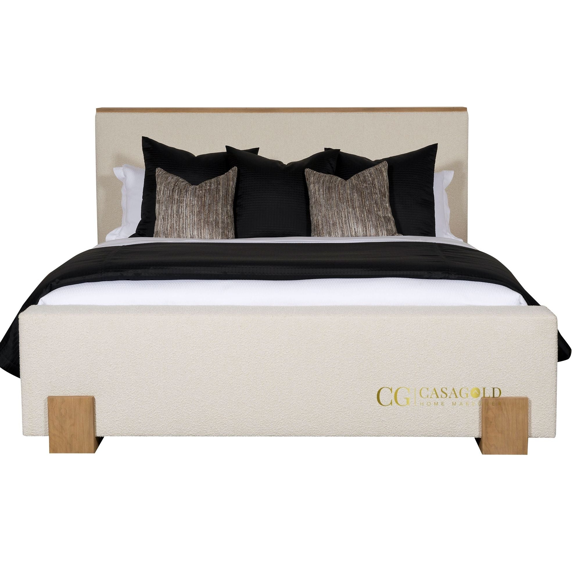 Sturdy Wooden Legs on Teddy Pleated Bed Frame