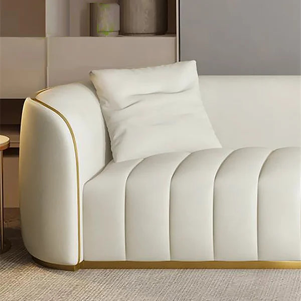Elegant gold-accented velvet luxury sofa for lavish interiors
