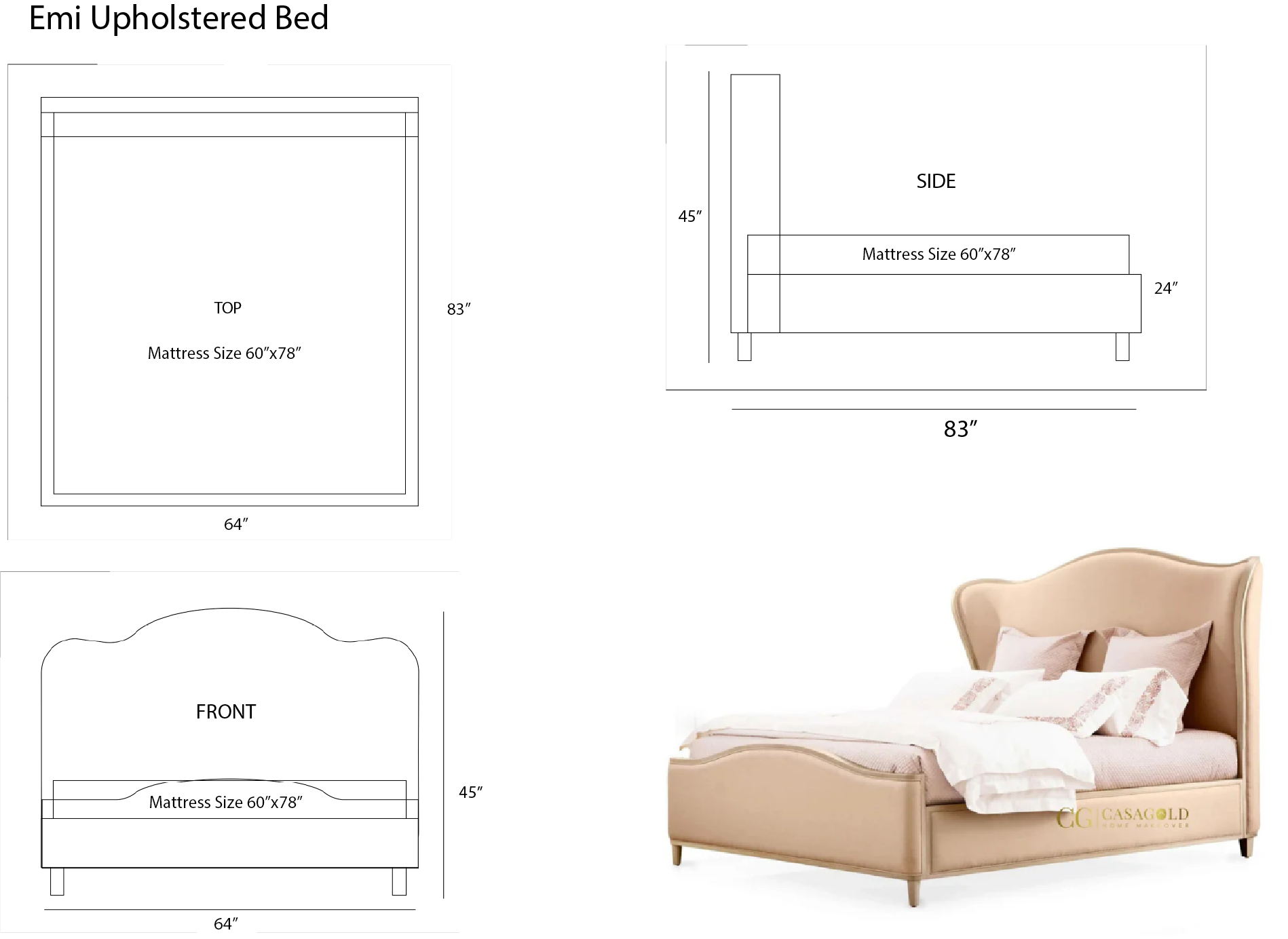 Emi Upholstered Bed - Elegance Redefined