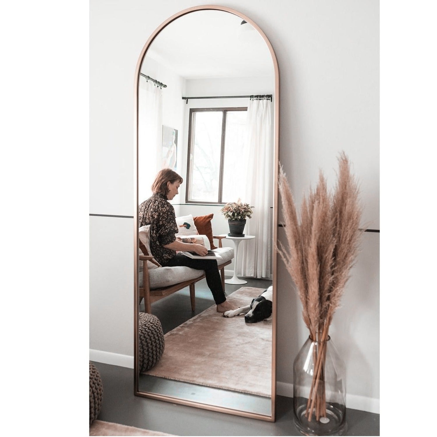 Full-Length RoseGold Steel Frame Glass Dressing Mirror	