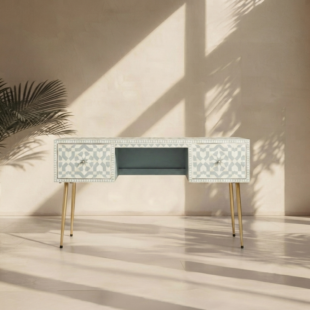 Inlay Entryway Console Desk Table - Moroccan
