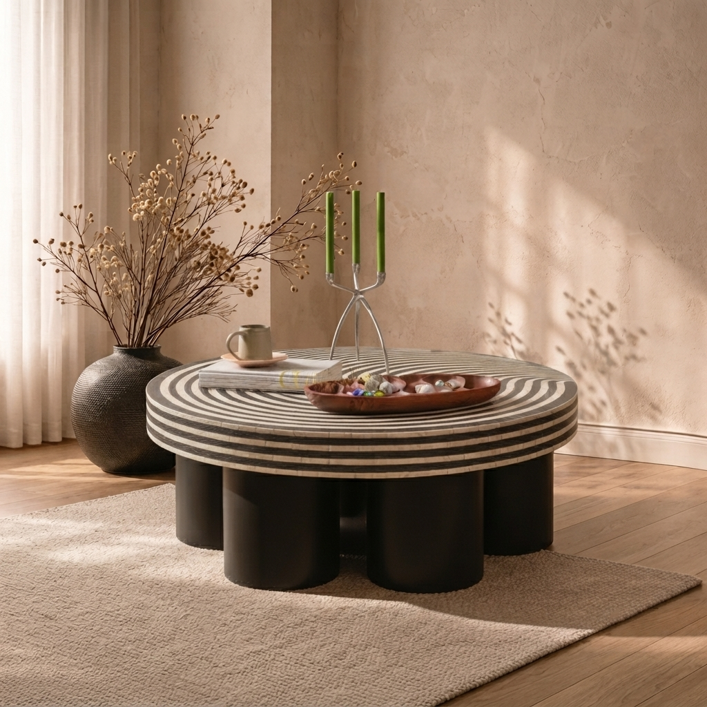 Inlay Round Coffee Table- Eliza