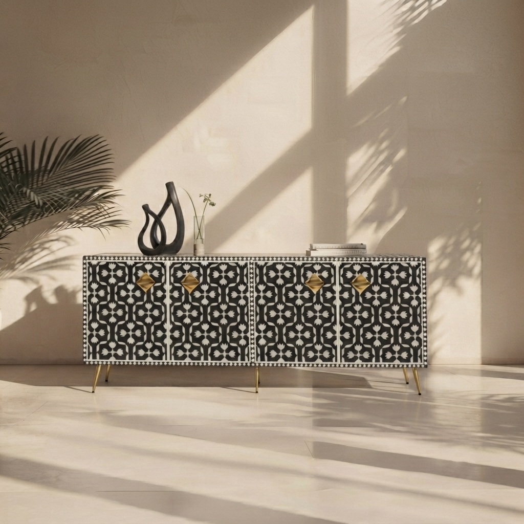Inlay Media Console - Floral