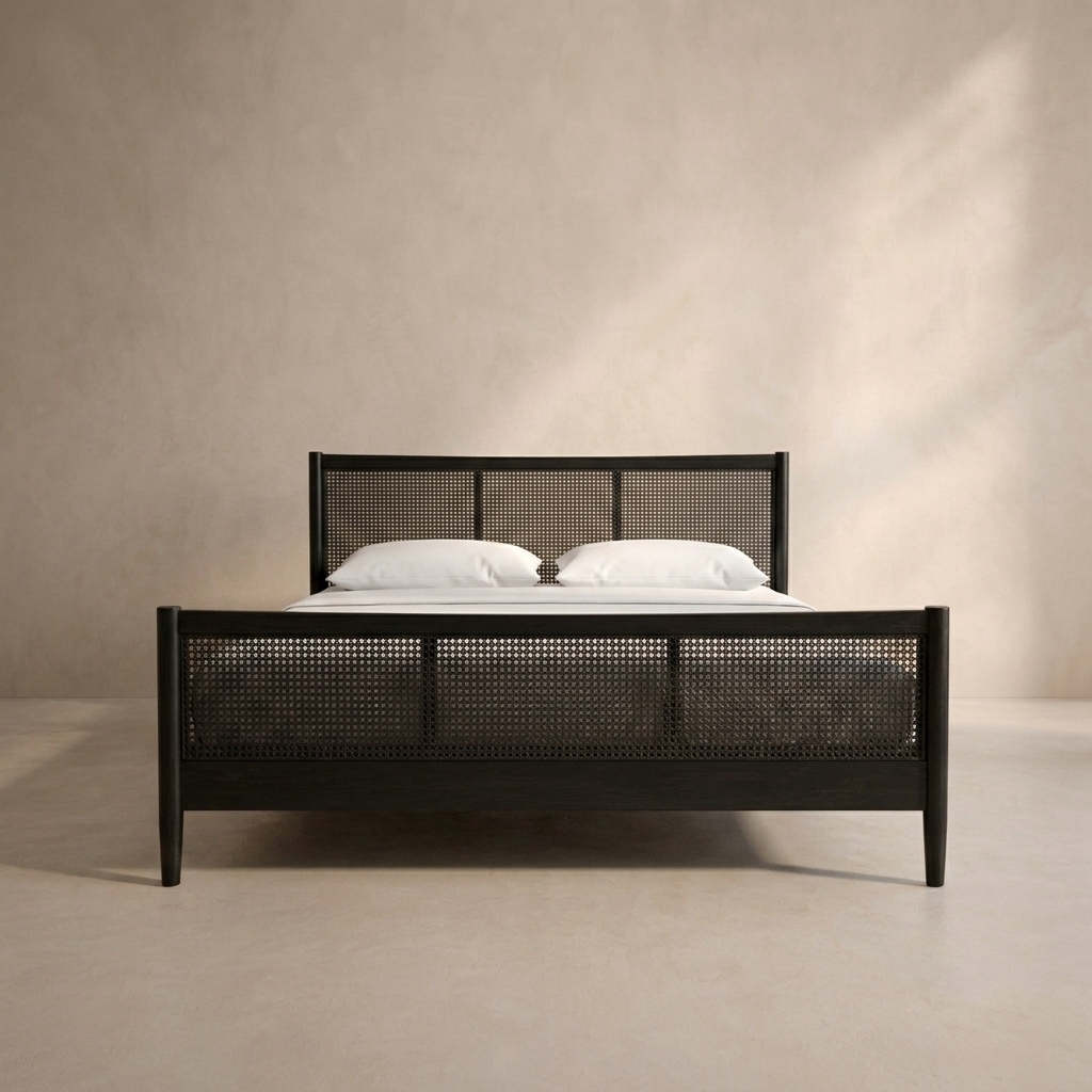 Maeve Black Rattan Bed