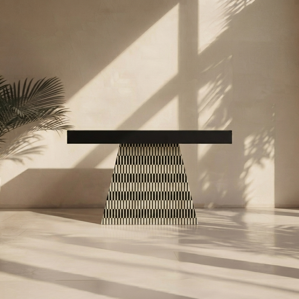 Noir Striped Console Table