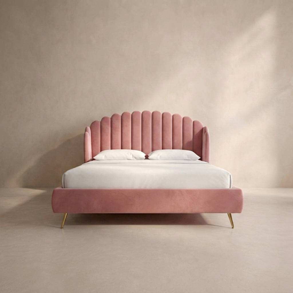 Harvey Scalloped Upholstered Wingback Bed