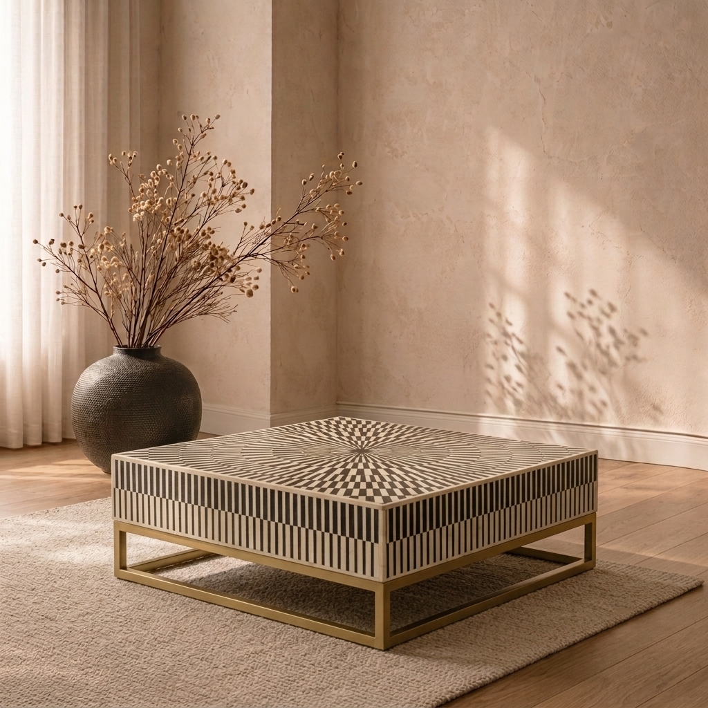 Sunstrike Inlay Square Coffee Table