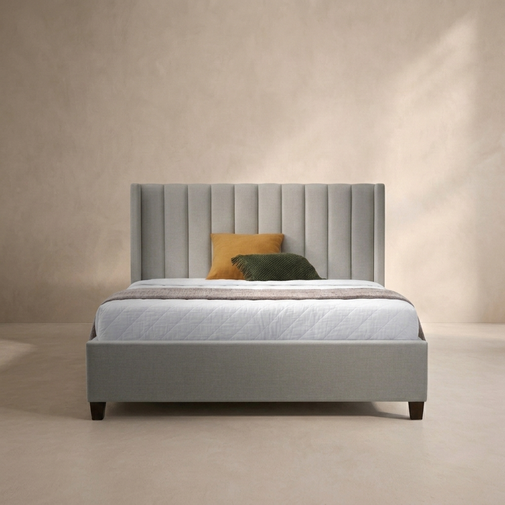 Adele Vertical Upholstered Wingback Bed