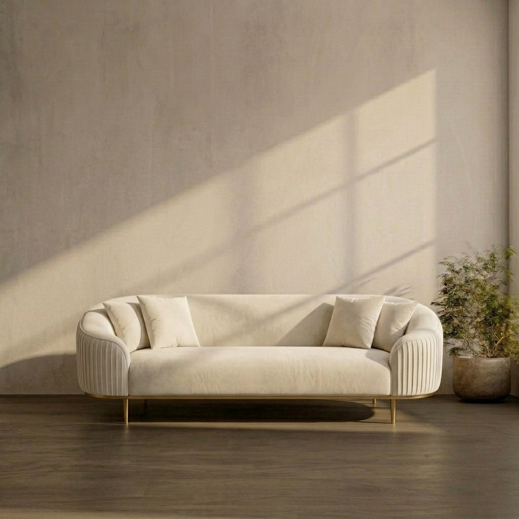 Michelle Velvet Pleated Sofa