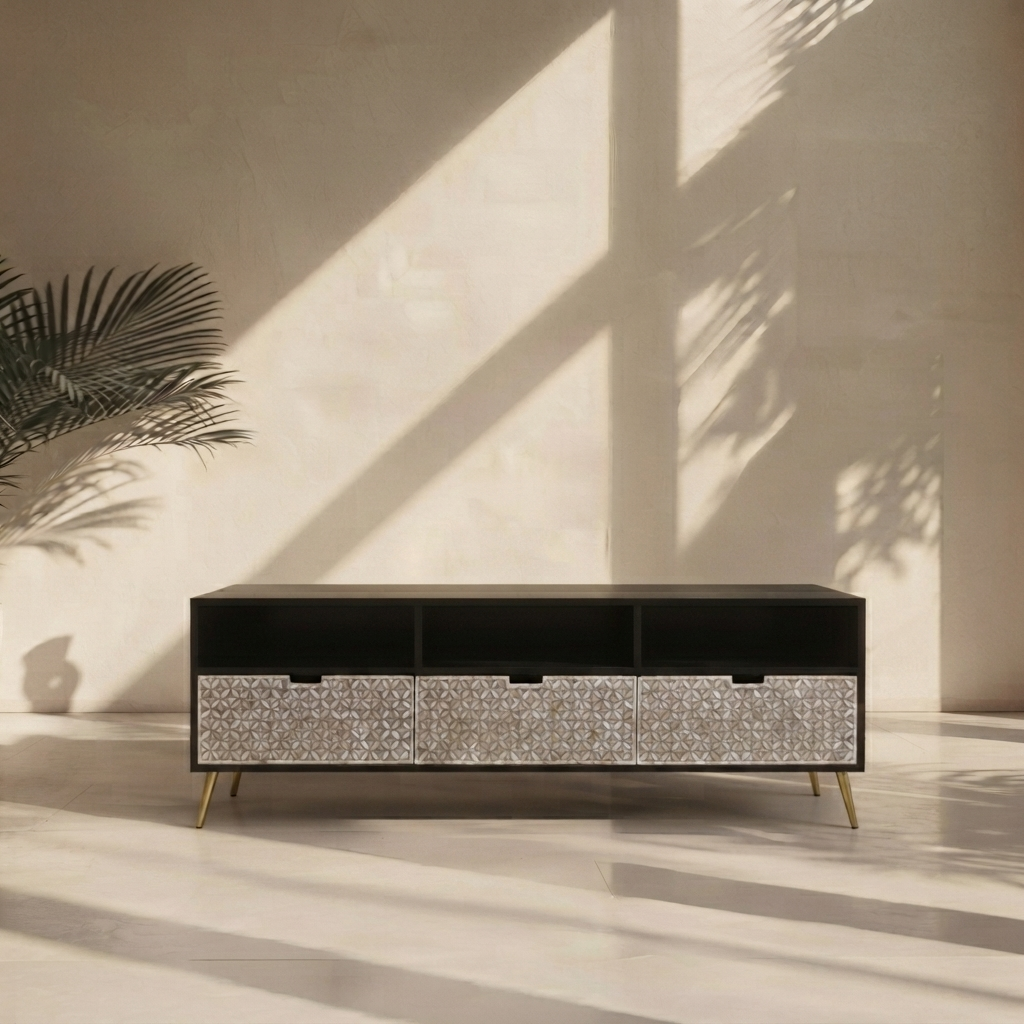 Inlay Media Unit - Geometric Floral (Grey Color ) (Ready to Ship)