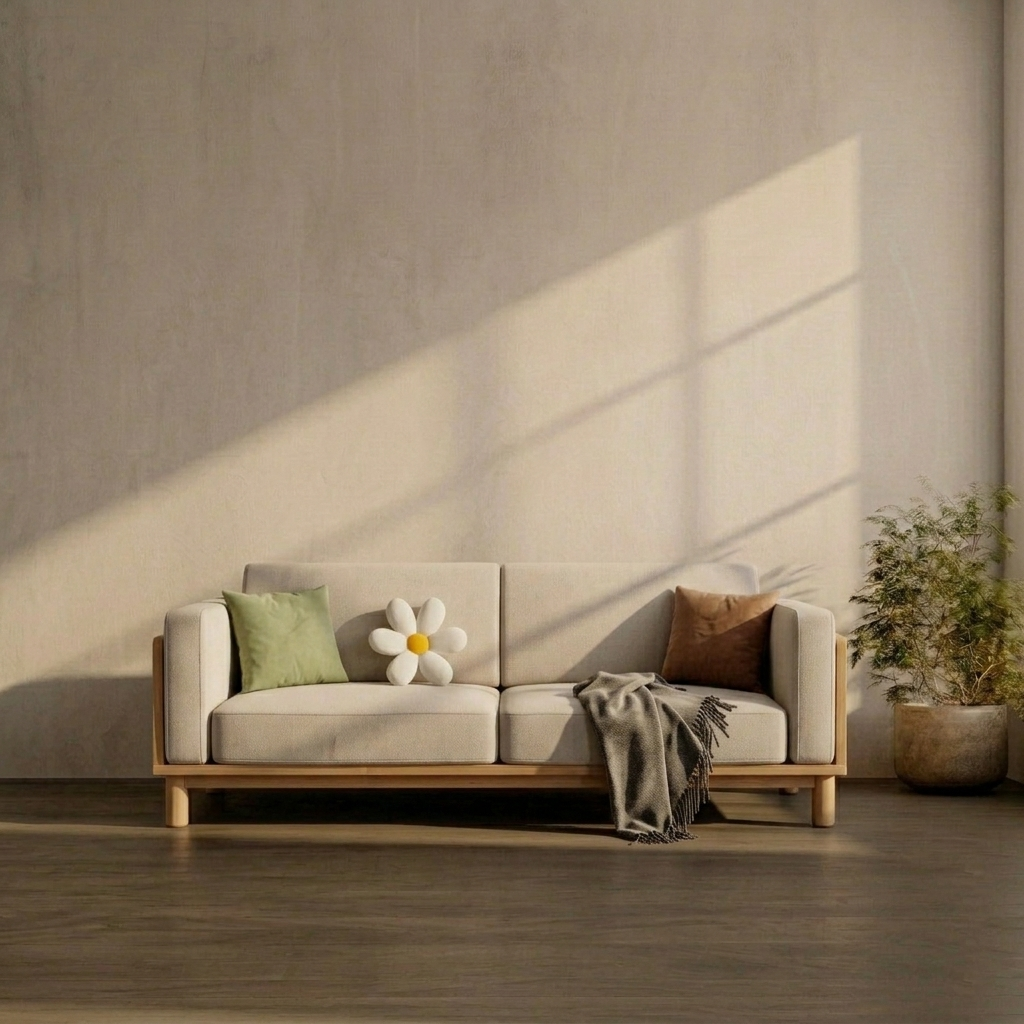 Teak Haven 3-Seater Sofa with Rattan Accent