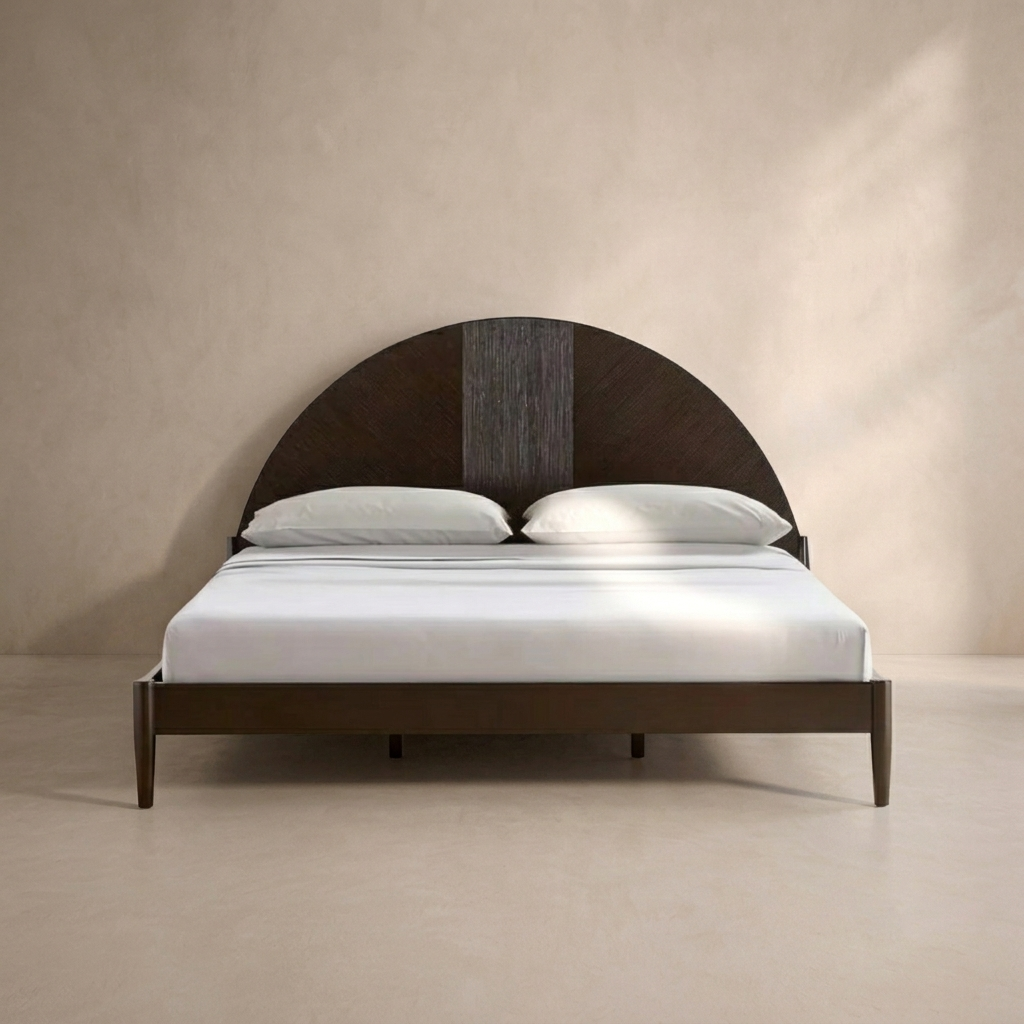 Half-Moon Cane Panel Bed