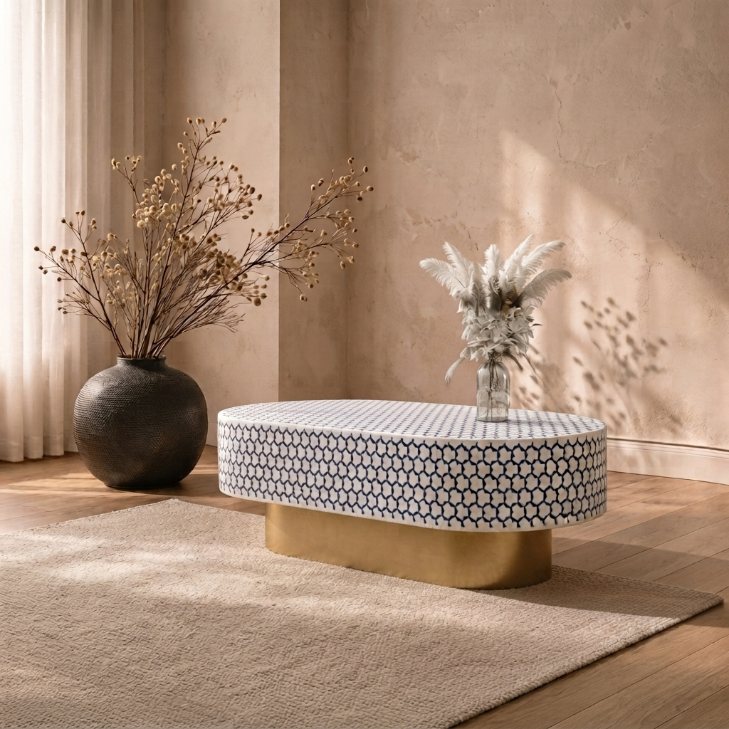 Inlay Jordan Oval Shape Coffee Table - Targua