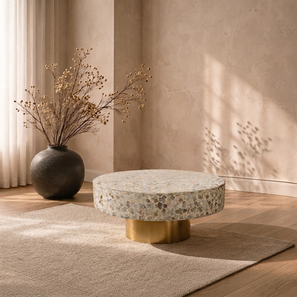 Targua Mother of Pearl Coffee Table - White