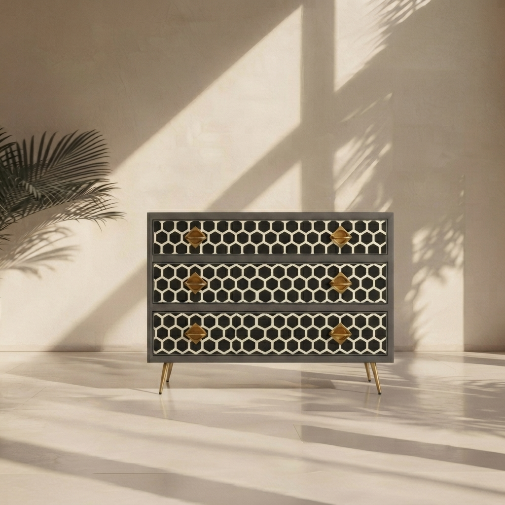 Inlay Chest of Drawers - Honeycomb