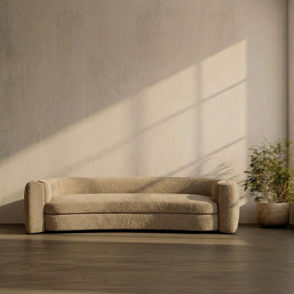 Curva Luxe Bouclé Sofa – 3 Seater
