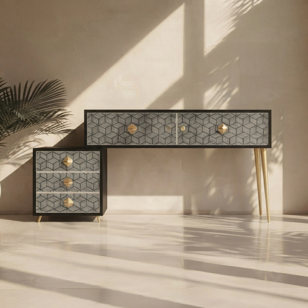 Inlay Vanity Console Table - Chevron