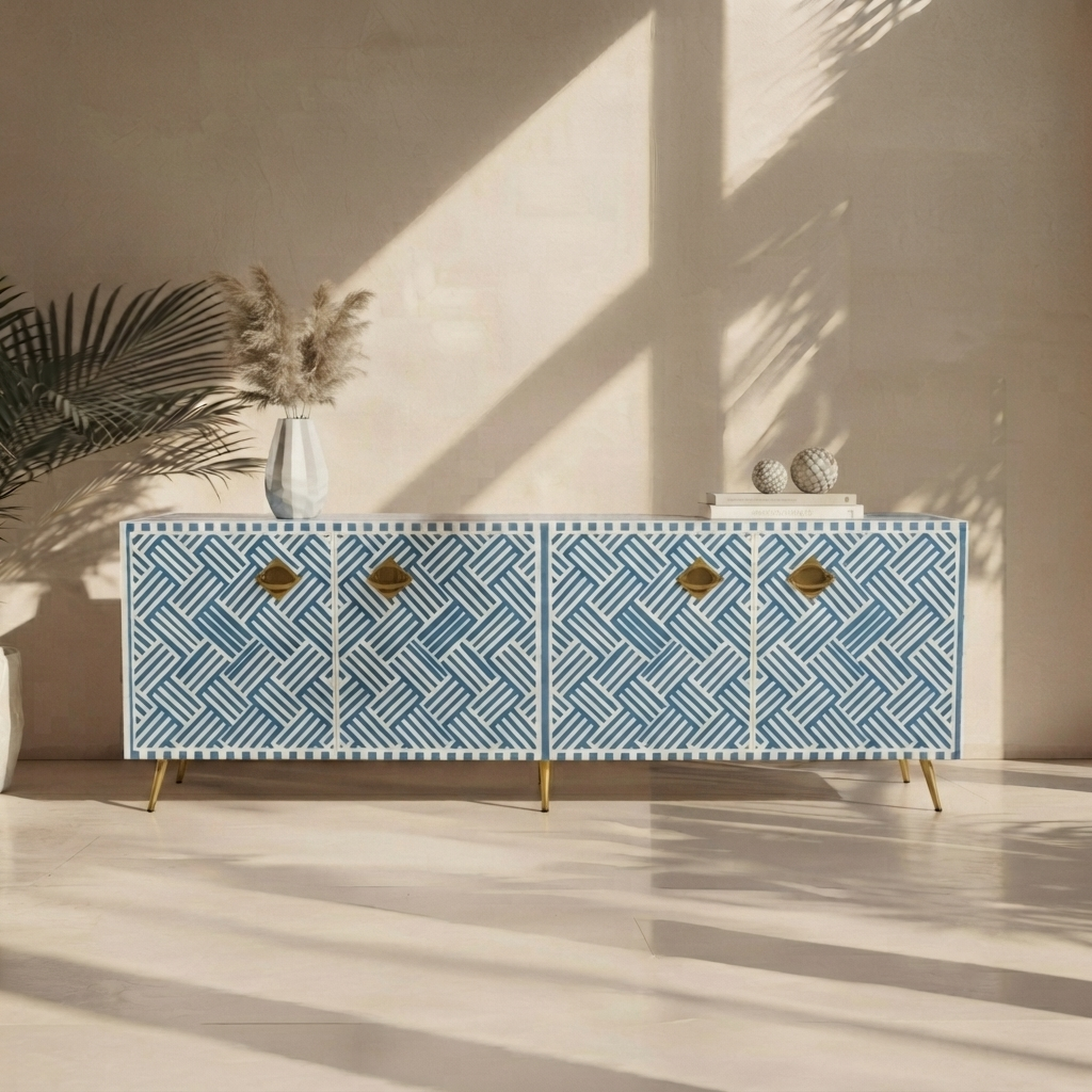Inlay Media Console - Chevron