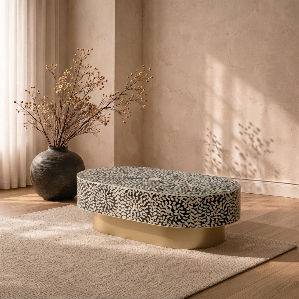 Inlay Jordan Oval Shape Coffee Table - Cleo
