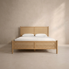 Libra Teak Wood Rattan Bed
