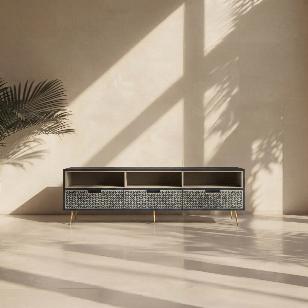 Inlay Media Unit - Geometric Floral (Grey Color )