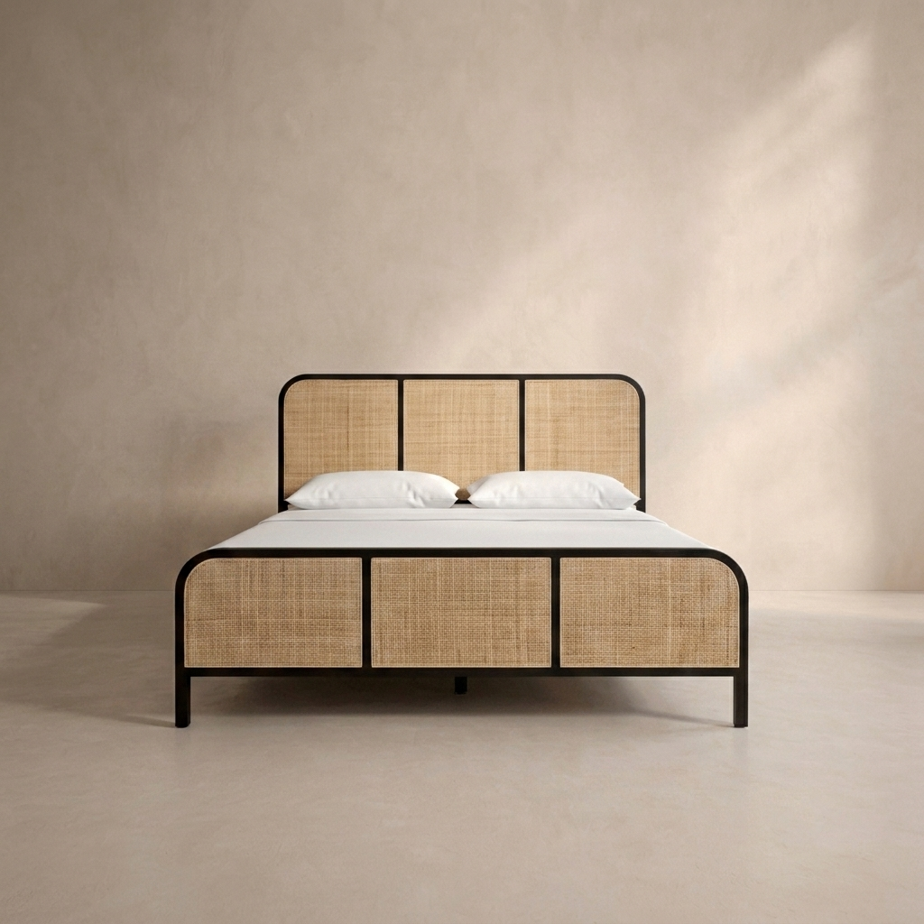 Riverdale Teak Wood Rattan Bed