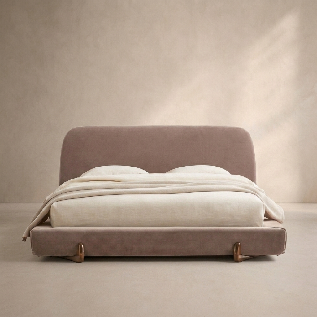 Mushroom Brown Velvet Bed