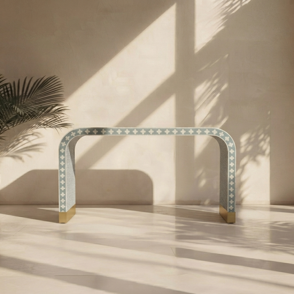 Inlay Entryway Console Table - Geometric Floral