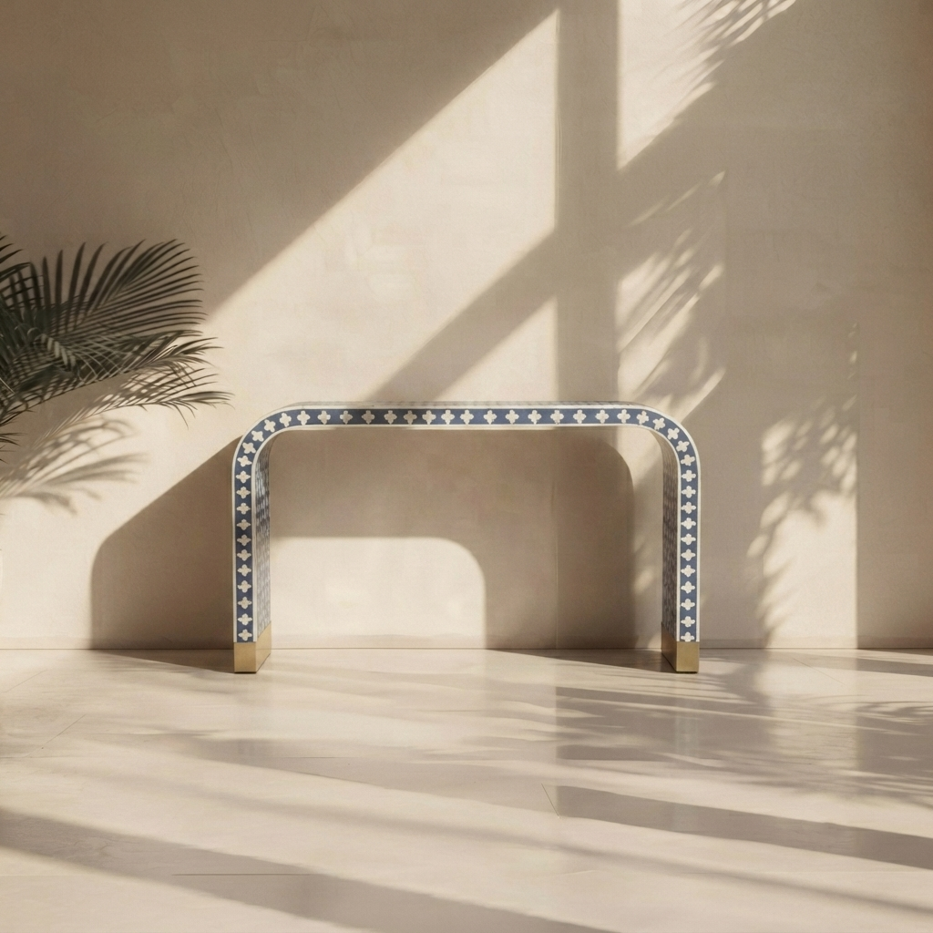 Inlay Entryway Console Table - Floral
