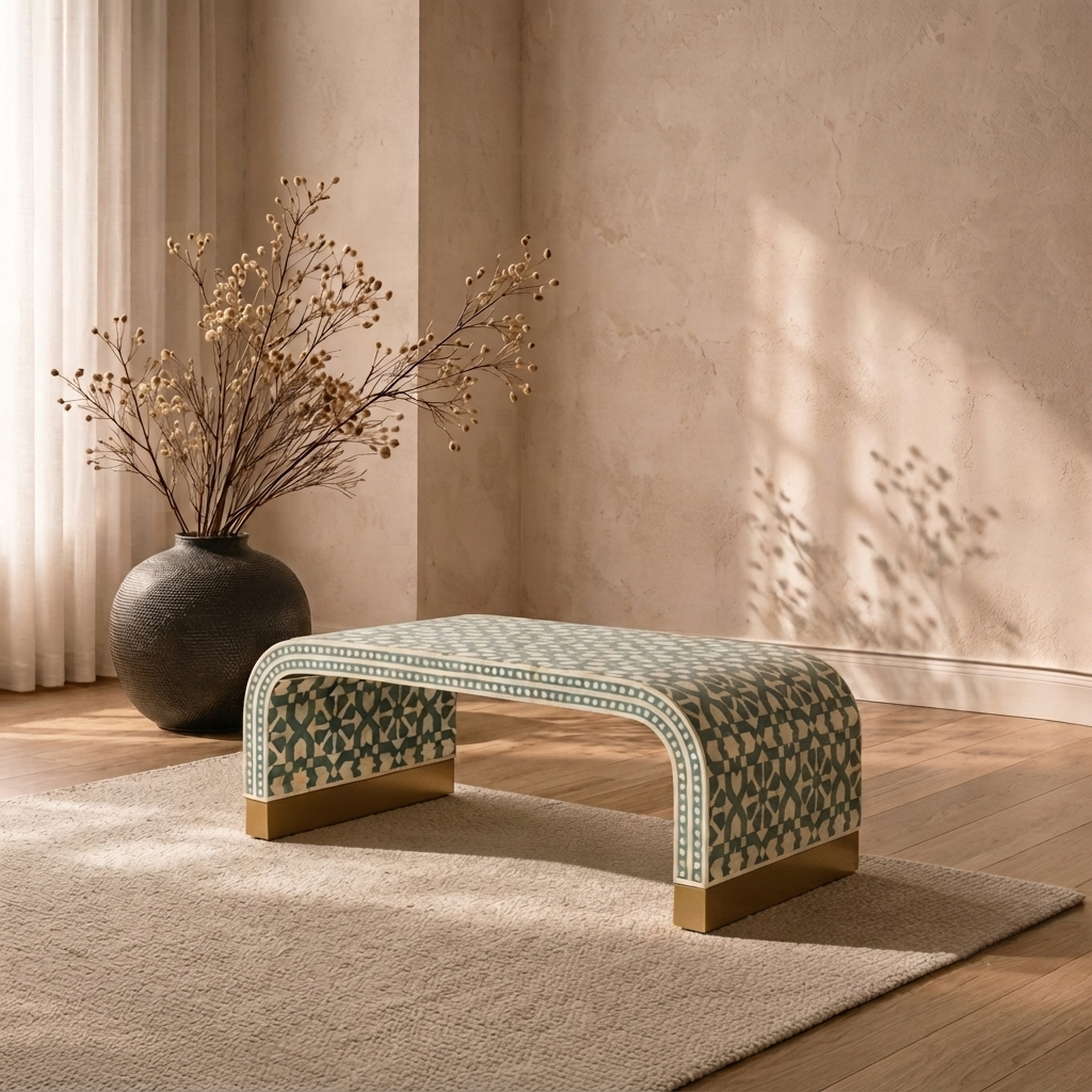 Logan Inlay Waterfall Coffee Table - Moroccan Green