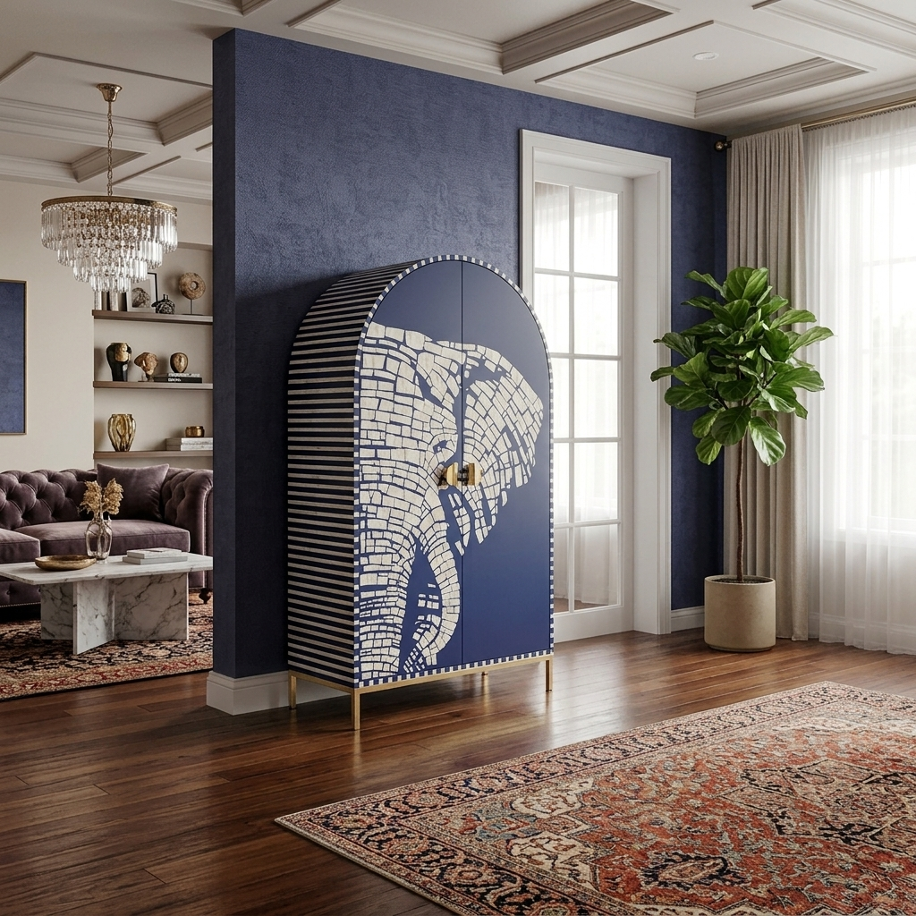 Elephanta Wave Bar Cabinet