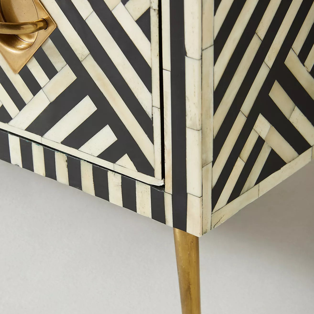 Grey Chevron Bone Inlay Storage Cabinet	