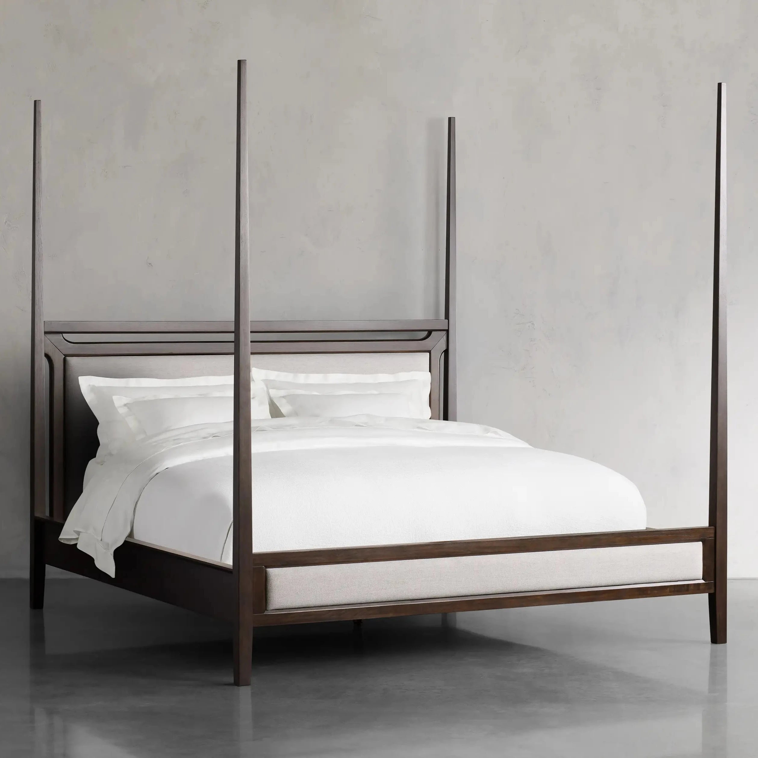 Sturdy wooden wings bed frame for modern decor